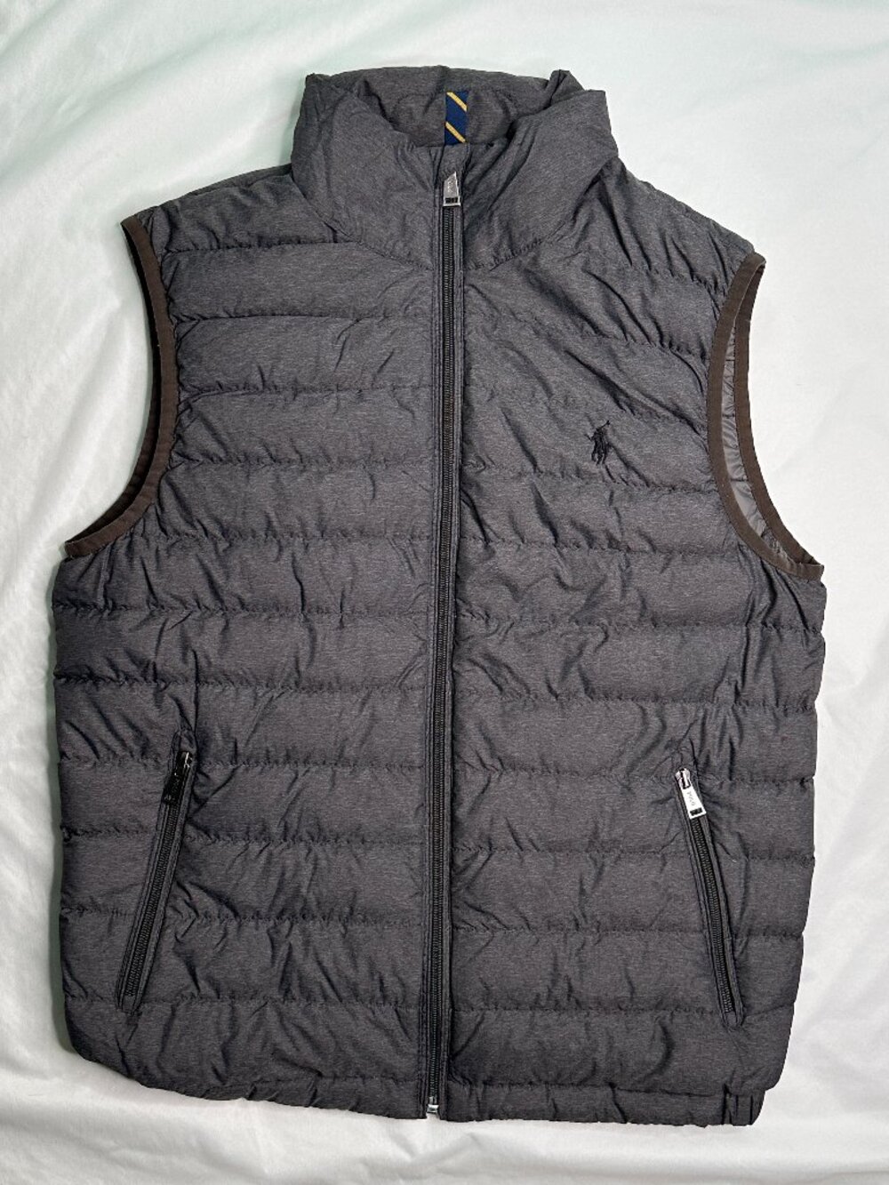 Polo Ralph Lauren Quilted Gray Puffer Vest Men's Size Small